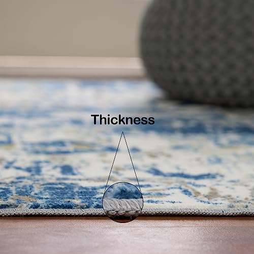 Welspun Wonder-Full Abstract Carpet for Hall, Living Room & Bedroom | Polyester | Anti-Skid | Machine Washable | Gel Foam Back | 4x6 Feet | Blue - Image 5