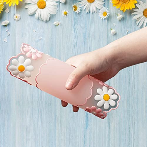 Turbid Silicone Coasters for Dining Table, Set of 3 Multi Size Round Pink Daisy Flower Design, Non-Slip, Heat Resistant Trivet Mats, Dining Table Pads for Hot Pots, Bowls, Dishes & Drink - Image 5