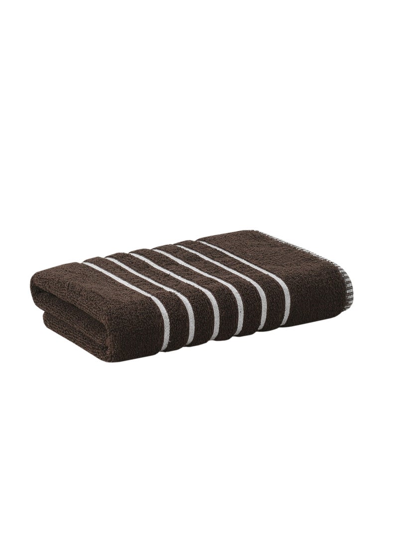 AURIO Premium 100% Cotton Single Bath Towel – Large 70x140 cm Ultra-Soft Absorbent Body Towel with Elegant Nautical Six-Stripe Dobby Border – Luxury Spa & Hotel Collection - Image 2