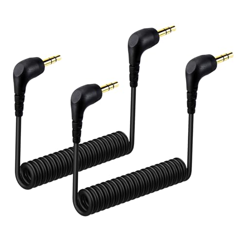 weishan 2-Pack 3.5mm Microphone Cable Compatible with DJI Mic Mini & Hollyland Lark M2S Wireless Microphone Receiver, Coiled Dual 3.5mm TRS Patch Cable Audio Mic Cord for DSLR Cameras - Image 1