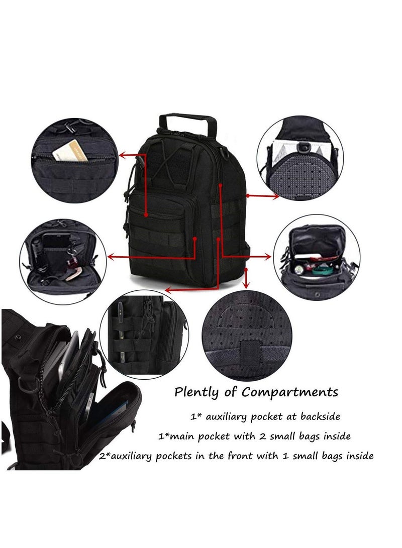 SYOSI Tactical Shoulder Sling Bag, Small Outdoor Chest Pack, Military Molle Multifunctional Shoulder Messenger Crossbody for Men Traveling, Hiking, Camping (Black)  - Image 3