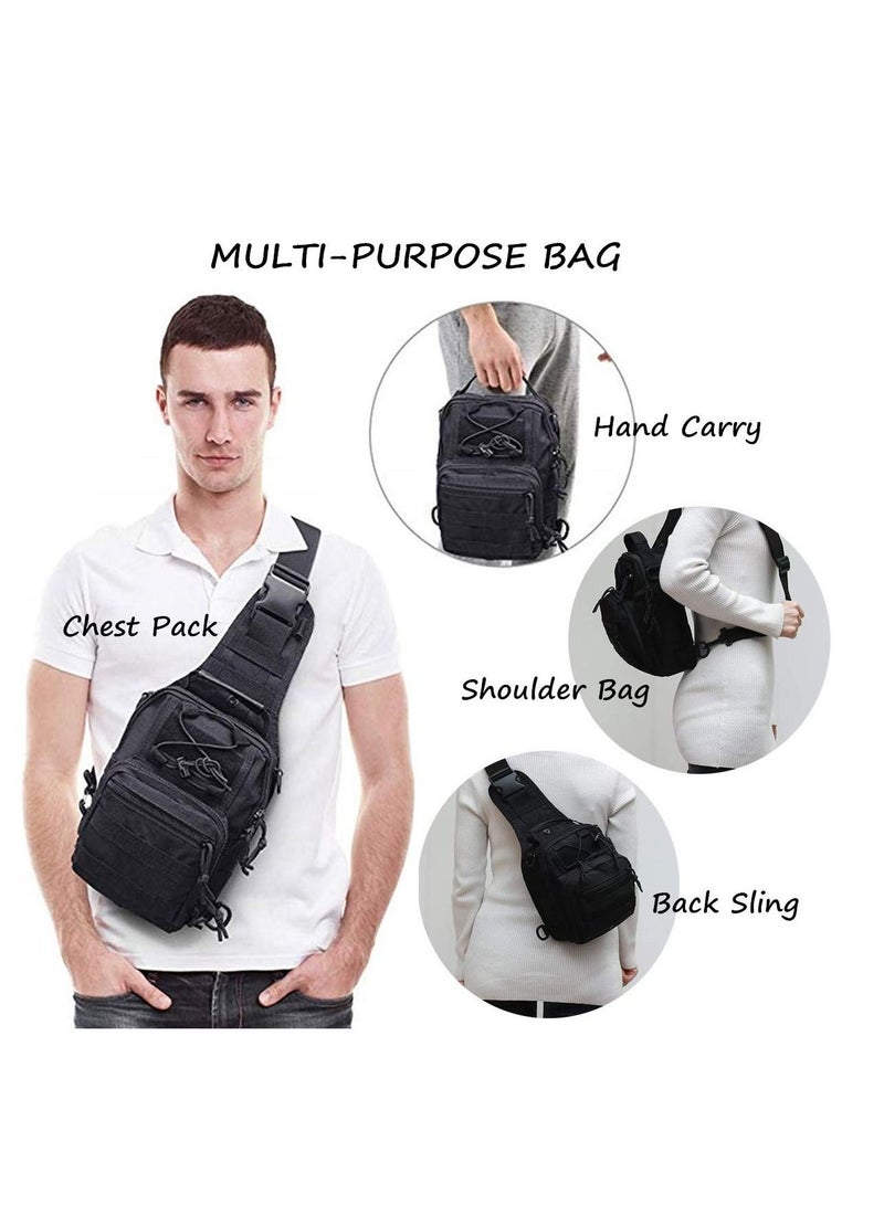SYOSI Tactical Shoulder Sling Bag, Small Outdoor Chest Pack, Military Molle Multifunctional Shoulder Messenger Crossbody for Men Traveling, Hiking, Camping (Black)  - Image 5