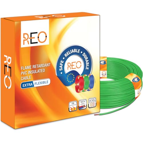 REO by Havells | 0.75 sqmm Copper Wire (90 meter -Green)| Class 5 Conductor (99.95% copper)|Flame Retardant - Extra Flexible PVC Insulated Cable Ideal for Domestic (WRFFDNGA1X75) - Image 1