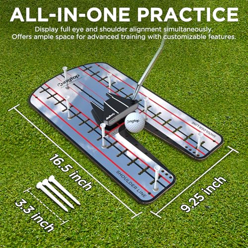 KINGTOP Ultra Golf Putting Mirror Full Alignment View for Eyes Shoulders Ideal for Indoor Outdoor Practice with Carry Bag and Golf Tees - Image 3