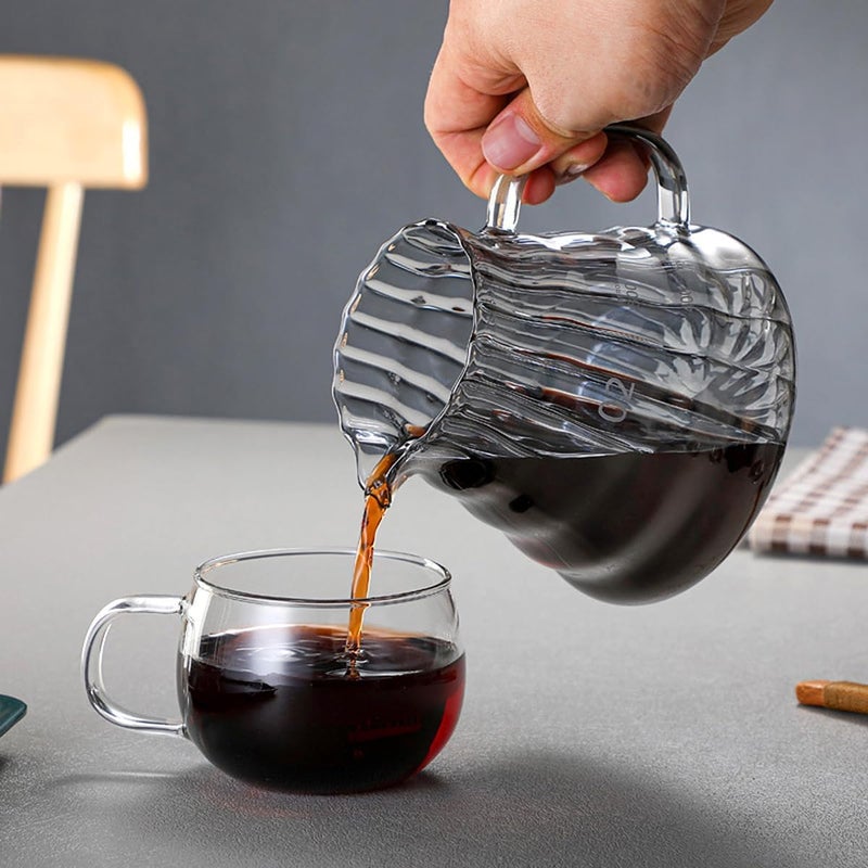 Moonmen V60 Pour Over Coffee Maker Dripper Set, 600ml Glass Coffee Server Pot Size 02, V60 Glass Coffee Dripper with Wood Stand Dripper for Home Office Carafe Gift-Grey (With Filter Paper) - Image 2