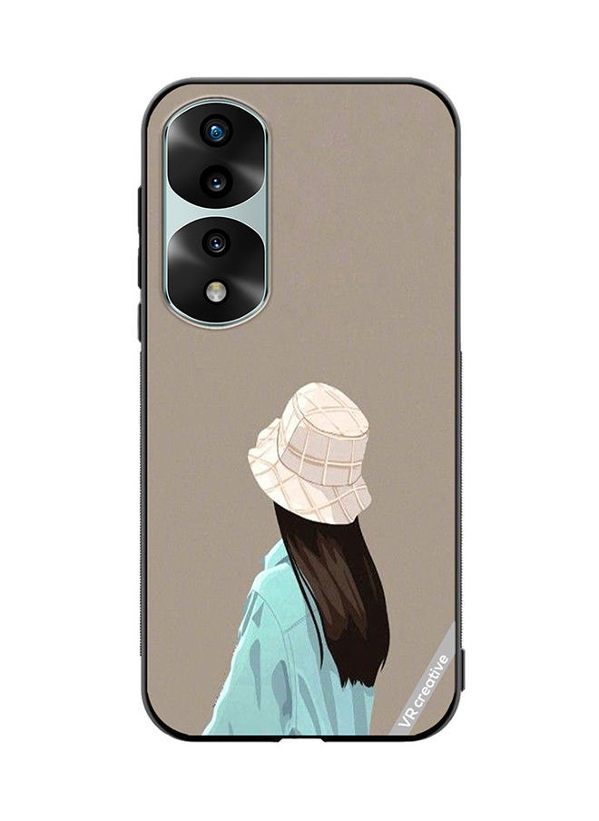 VR CREATIVE Protective Case Cover For Honor 70 Pro plus Brown Hat Girl Design Multicolour  - Image 1