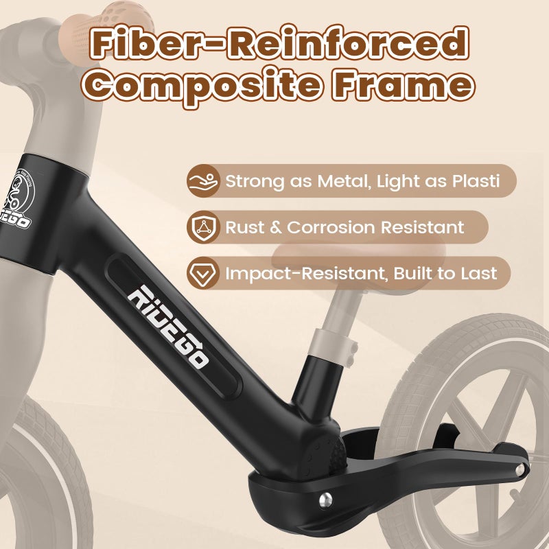 Ridego 14 Inch Balance Bike for Kids 3-6 Years, Lightweight Toddler Bike with Air Rubber Tires, Adjustable Seat, Durable Push Bicycle Gift for Boys & Girls - Image 2