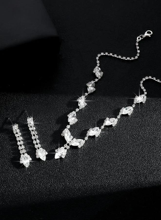 تايك تو Take Two Embellished Rhinestone Drop Necklace and Earrings Set