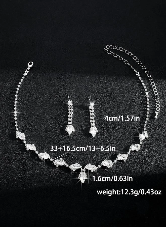 تايك تو Take Two Embellished Rhinestone Drop Necklace and Earrings Set