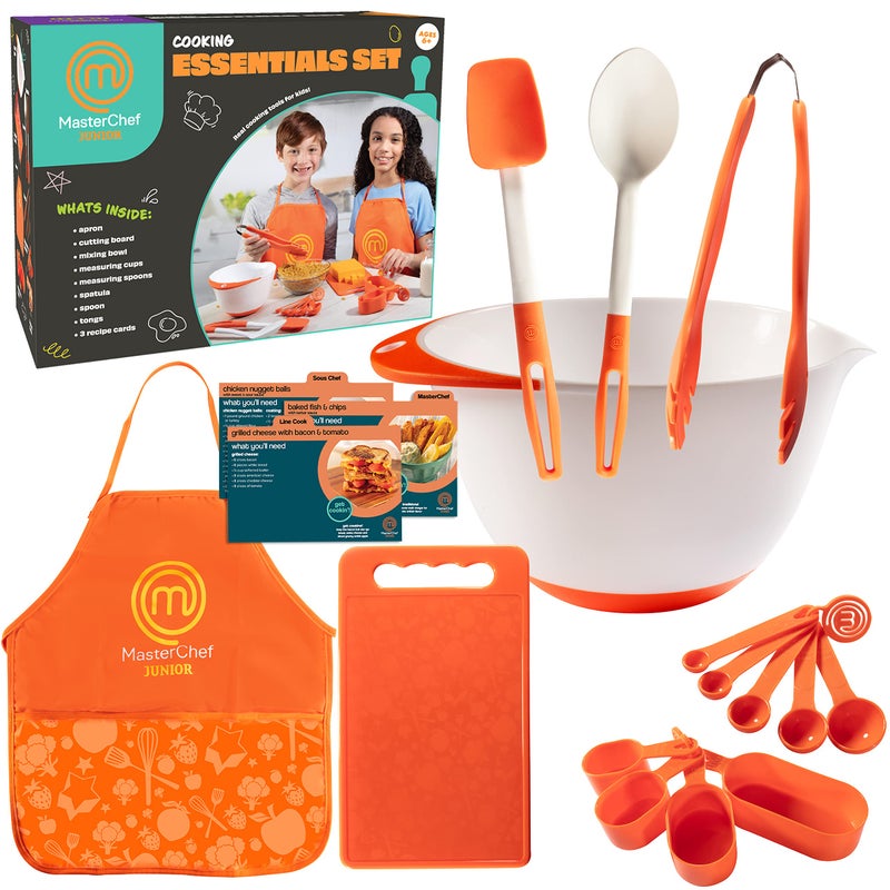 MasterChef Junior Cooking Essentials Set - 9 Pc. Kit Includes Recipes, Apron, Cutting Board, Mixing Bowl, Measure Cups, Spoons, Homemade Holiday Gifts - Image 1