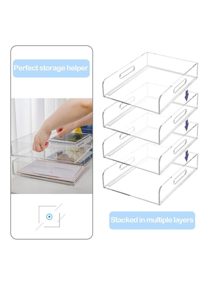 TPGP Clear Acrylic Organizer Tray - 2 Tier Stackable Office File Storage, Split Type Can be Pulled Out, Storage Drawers for Letter/A4 Paper/Magazine (2 Tray Vertical) - Image 2