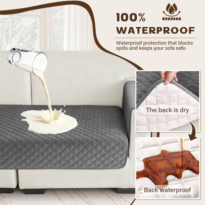Arfntevss Waterproof Corner Sectional Couch Covers for Dogs Pet L Shape Sofa Cover Washable Velvet Large Couch Cushion Protector for Sectional Sofa Non Slip U Shaped Slipcovers (Dark Grey, X-Large) - Image 4
