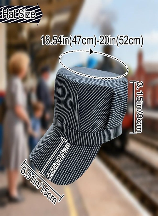 UGKIamous Train Conductor Hat Engineer Cap-Dress Up Kit for Themed Birthday Party,Halloween,Costume Accessories,Christmas (Blue and white) Size: 18.54inch-21inch - Image 2
