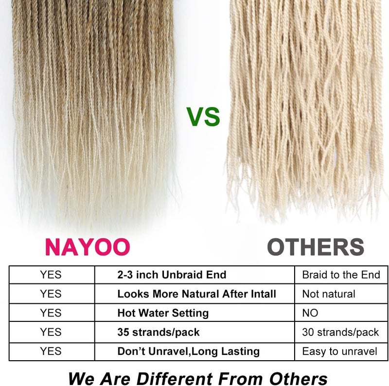 NAYOO Small Crochet Hair Senegalese Twist, 22 Inch 8 Packs Ombre Crochet Hair for Black Women, 35 Strands/Pack Braids Crochet Hair, Twist Crochet Hair Hot Water Setting (22 Inch, 1B/27/613) - Image 2