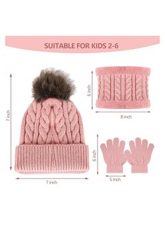 Kids Winter Beanie Hat Scarf Gloves Set for 2-6 Years Old, Toddler Winter Knit Hat Gloves Neck Warmer with Fleece Lined, Tender Pink - pzsku/ZA3B8C0E09DC251E117B4Z/45/_/1717031093/9e946d1d-4351-4175-9635-6ceacbbda560