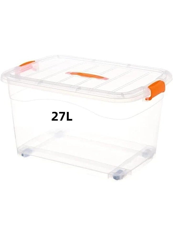Plastic Storage Box with Lid Classic 27L, Plastic Storage Drawers with Lid, Food-Safe Material, Kitchen & Organization, Durable Container for Home & Office - Image 1