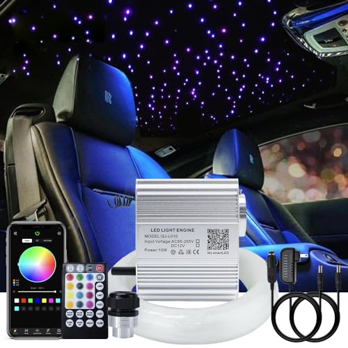 AKEPO Upgraded Car Home APP Fiber Optic Lights kit 10W RGBW Twinkle + Music Effect Star Ceiling Sky Light, Optical Fiber Cable 450 Strands 0.03in/0.75mm 9.8ft/3m+ 28key RF Remote Control - Image 1