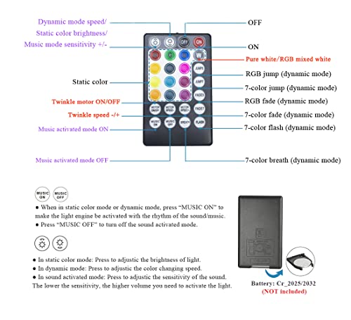 AKEPO Upgraded Car Home APP Fiber Optic Lights kit 10W RGBW Twinkle + Music Effect Star Ceiling Sky Light, Optical Fiber Cable 450 Strands 0.03in/0.75mm 9.8ft/3m+ 28key RF Remote Control - Image 2