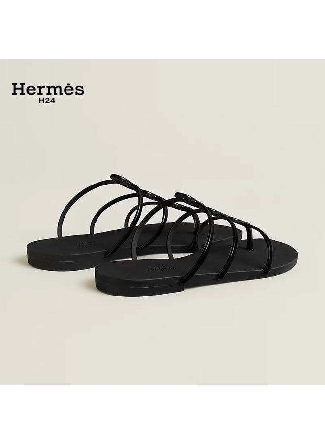Hermes H24 Mykonos Sandal Chain-Detail Flip-Flops for Women Summer, Black - Image 3