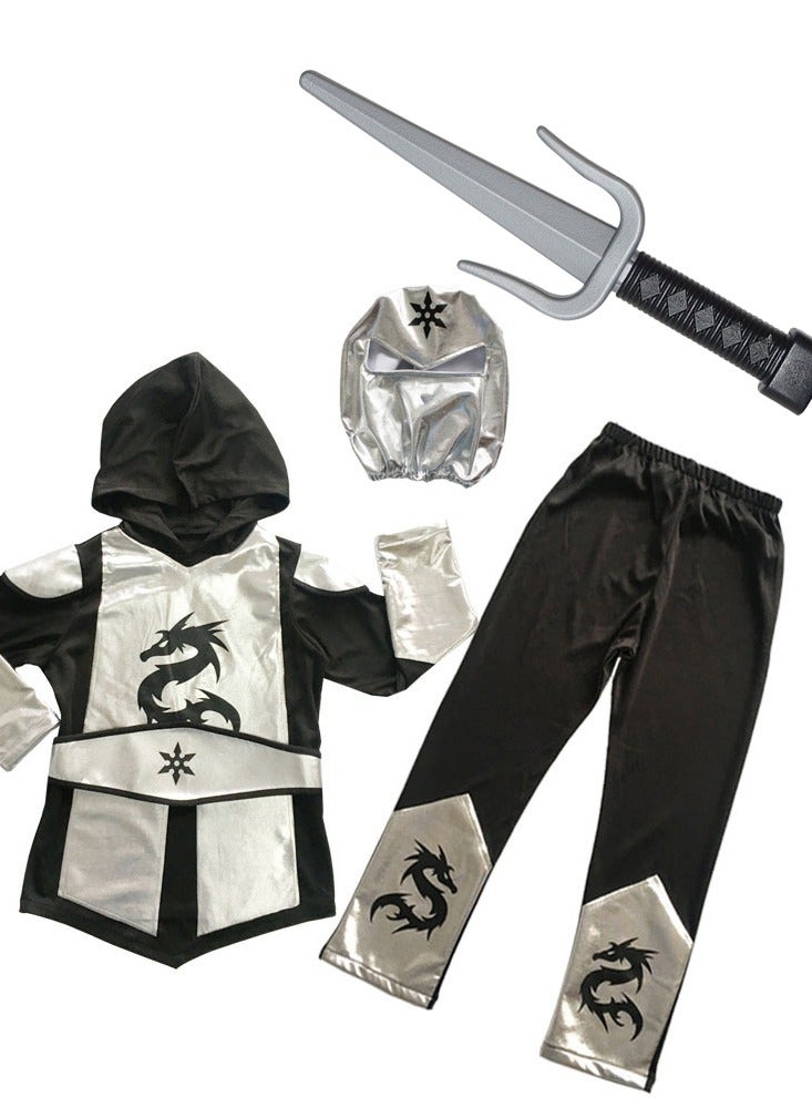 ال_اوياما زي النينجا للأطفال - زي النينجا للأولاد مع ملحقات إسفنجية بلاستيكية لألعاب الأطفال أفكار زي الكونغ فو للهالوين - Image 3