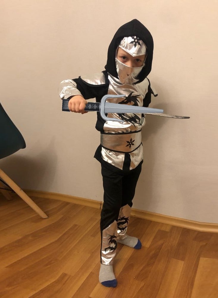 ال_اوياما زي النينجا للأطفال - زي النينجا للأولاد مع ملحقات إسفنجية بلاستيكية لألعاب الأطفال أفكار زي الكونغ فو للهالوين - Image 4