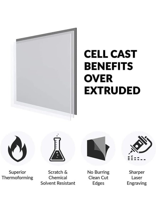 bpa Acrylic Sheet Black Opaque Cast Plexiglass 12" x 24" Long Panel 1/8" Thick (3mm) Plastic Plexi Glass Board with Protective Paper for Signs, DIY Display Projects, Craft, Easy to Cut - Image 4