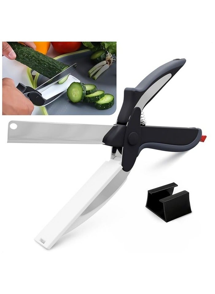 Kitchen Scissors for Food – 2-in-1 Cutting Board Scissors & Knife with Locking Mechanism & Stainless Steel Blades – Multifunctional Kitchen Shears for Effortless Chopping, Slicing & Meal Prep  - Image 1