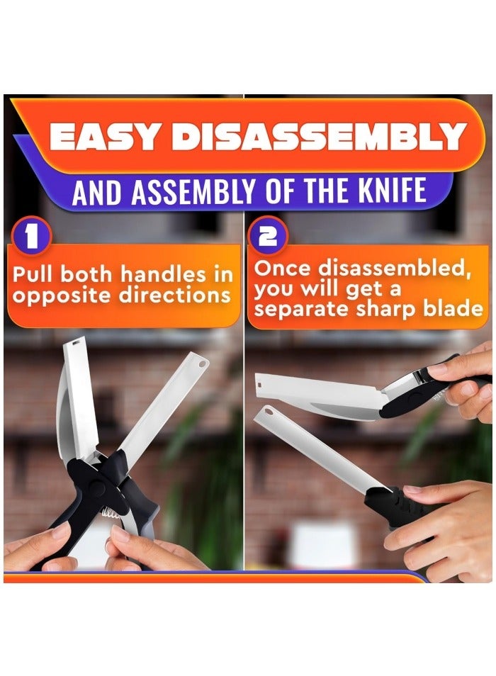 Kitchen Scissors for Food – 2-in-1 Cutting Board Scissors & Knife with Locking Mechanism & Stainless Steel Blades – Multifunctional Kitchen Shears for Effortless Chopping, Slicing & Meal Prep  - Image 3