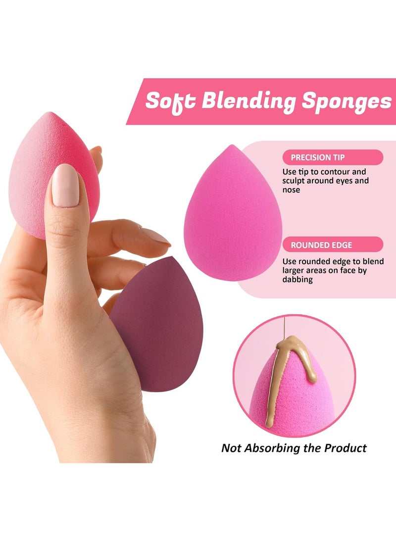 Generic Set of 6 Beauty Blender Sponge and Triangle Powder Puff for Face and Body, Makeup Sponge for Powder, Foundation, Cream, Liquid, Triangle Powder for Under Eye, Loose Powder, Angled - Image 3