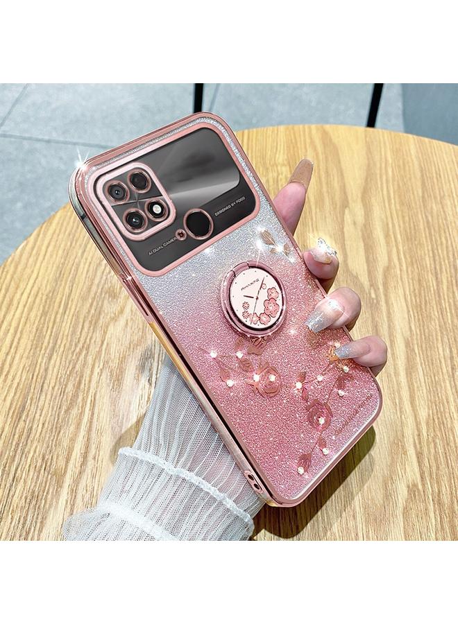 Case For Xiaomi Poco C40 4G Gradient Glitter Immortal Flower Ring All-inclusive Phone Case