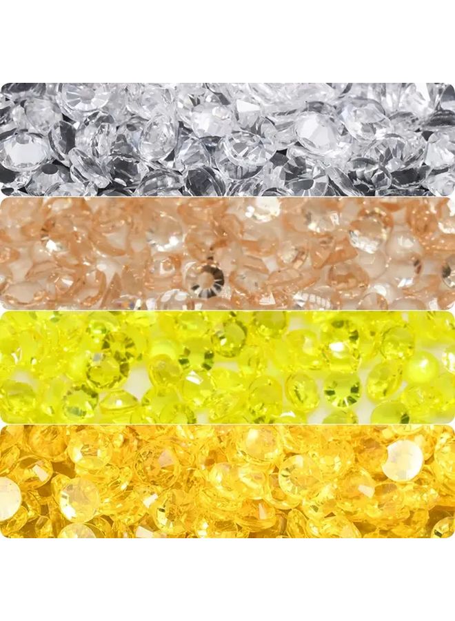 Multi Pack Rhinestones 5mm 1500 Pieces Mixed Colors White Champagne Lemon Yellow Bright Yellow Plastic Flat Back Diamonds for Nail Art Clothing Decoration DIY Craft Projects - Image 1