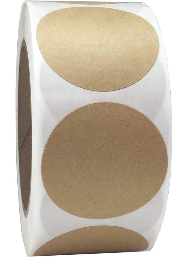 Premify 300 Pieces Round Brown Kraft Labels Stickers Roll, Blank Kraft Stickers Paper Gift Tags For Cosmetic Gift Decoration Pantry Jars Food Jars Craft Kitchen Chalk Label - Image 1