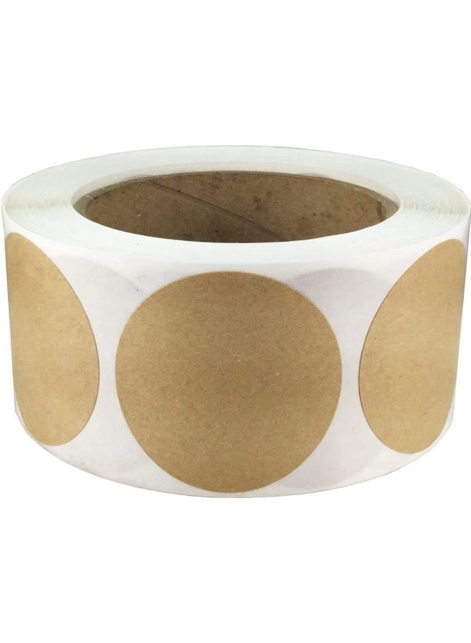 Premify 300 Pieces Round Brown Kraft Labels Stickers Roll, Blank Kraft Stickers Paper Gift Tags For Cosmetic Gift Decoration Pantry Jars Food Jars Craft Kitchen Chalk Label - Image 2
