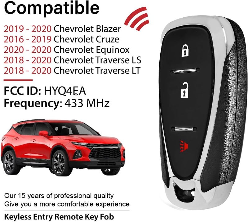 Keylessbest Car Key Fob Remote Keyless Entry Control HYQ4EA 433MHz 3 Button Replacement for 2018-2020 Chevrolet Blazer Cruze Equinox Traverse LS LT - Image 2