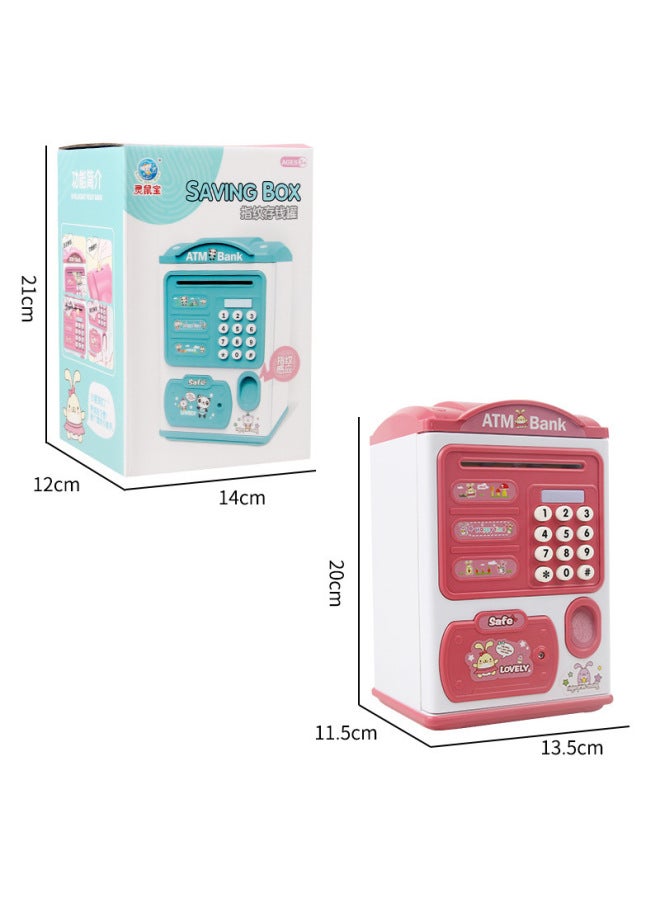 Children's Simulation Password Fingerprint Induction Unlocking Piggy Bank Electric Sound And Light Automatic Money Rolling Safe Toy-Color:Cartoon Fingerprint Unlock Piggy Bank [pink]-battery Version - Image 5