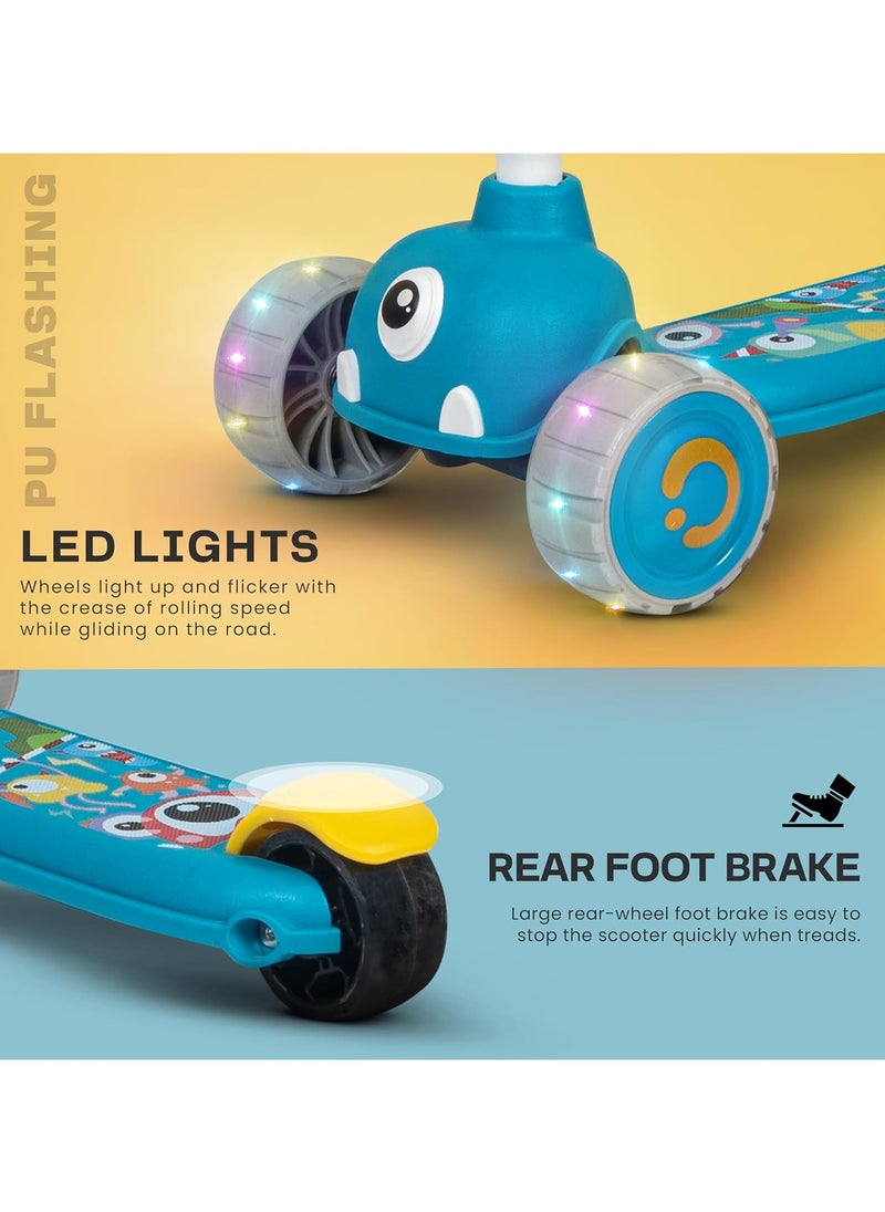 Baybee Skate Scooter for Kids, 3 Wheel Kids Scooter with 3 Height Adjustable Handle, Kick Scooter with Led PU Wheels & Rear Brake, Runner Scooter for Kids 2 to 10 Years Boy Girl Blue - pzsku/ZA3B90E920AA182637BD6Z/45/_/1722060711/8489fde3-db64-4b8a-b104-92824d18cc57