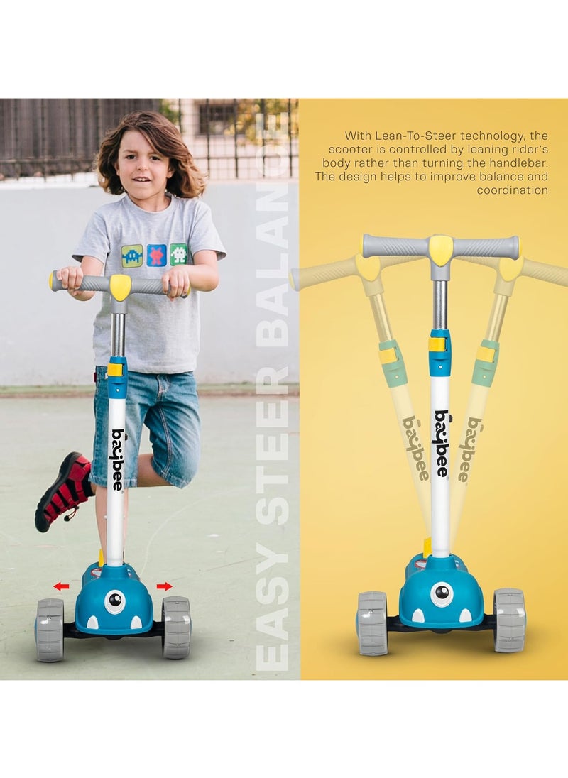 Baybee Skate Scooter for Kids, 3 Wheel Kids Scooter with 3 Height Adjustable Handle, Kick Scooter with Led PU Wheels & Rear Brake, Runner Scooter for Kids 2 to 10 Years Boy Girl Blue - pzsku/ZA3B90E920AA182637BD6Z/45/_/1722060731/7ac002a9-4ad3-45dd-952b-7bedc4685aa5