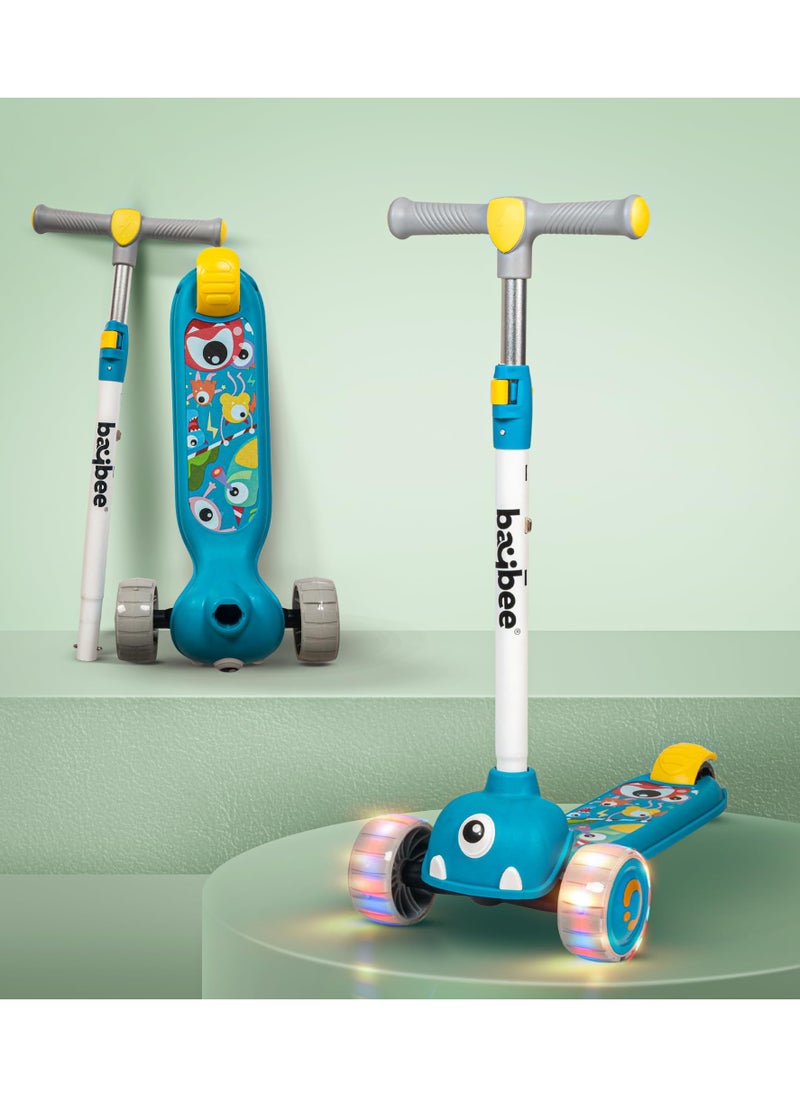 Baybee Skate Scooter for Kids, 3 Wheel Kids Scooter with 3 Height Adjustable Handle, Kick Scooter with Led PU Wheels & Rear Brake, Runner Scooter for Kids 2 to 10 Years Boy Girl Blue - pzsku/ZA3B90E920AA182637BD6Z/45/_/1737630368/8d5838a7-eb6b-410b-a669-2f41637f49a2