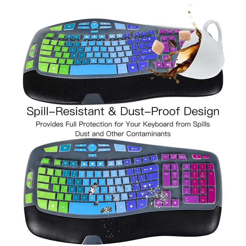imComor Keyboard Cover for Logitech K350 MK550 MK570, Ultra Thin Keyboard Cover Skin for Logitech K350 MK550 MK570 Keyboards Covers Protector Accessories, Rainbow - Image 5