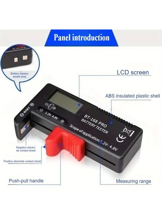 أداة اختبار البطارية السوداء BT 168 PRO جهاز فحص السعة الرقمي العالمي لبطاريات AA وAAA وC وD و9V - Image 2