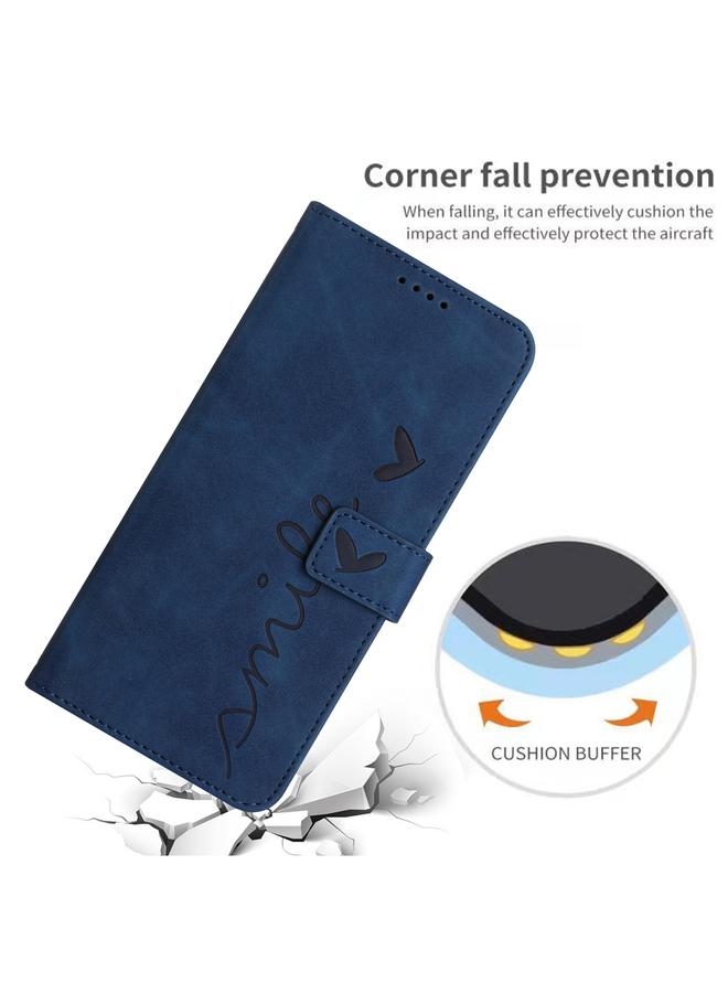 S-TOP Case For OPPO Reno11 5G Global Skin Feel Heart Embossed Leather Phone Case with Long Lanyard - Image 5