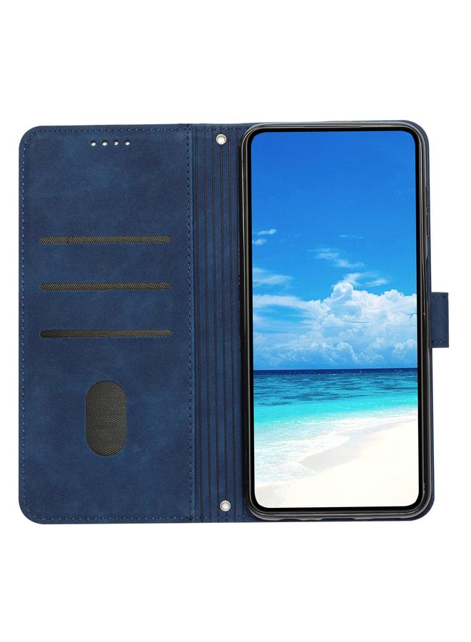 S-TOP Case For OPPO Reno11 5G Global Skin Feel Heart Embossed Leather Phone Case with Long Lanyard - Image 3