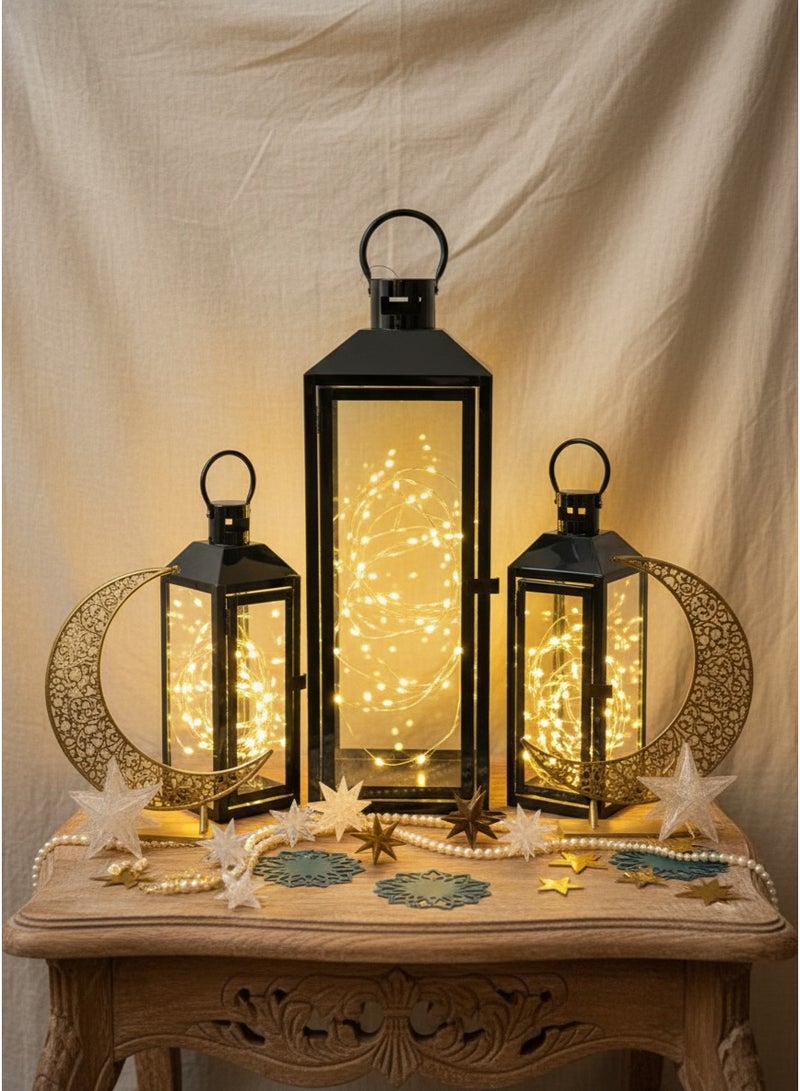 ليفينج مجموعة فوانيس رمضان 3 قطع اسود - Image 2