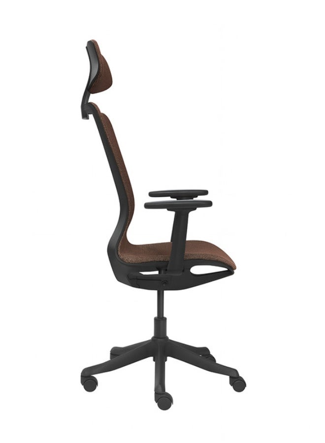 YI ONE Mid Back Office Chair 1378B – Mesh Computer Chair with Ergonomic High Back Design, Swivel Executive Chair with Height Adjustment, Wheels, Headrest & Armrests, Black & Tan, 66.5×48.5×78 cm - Image 4