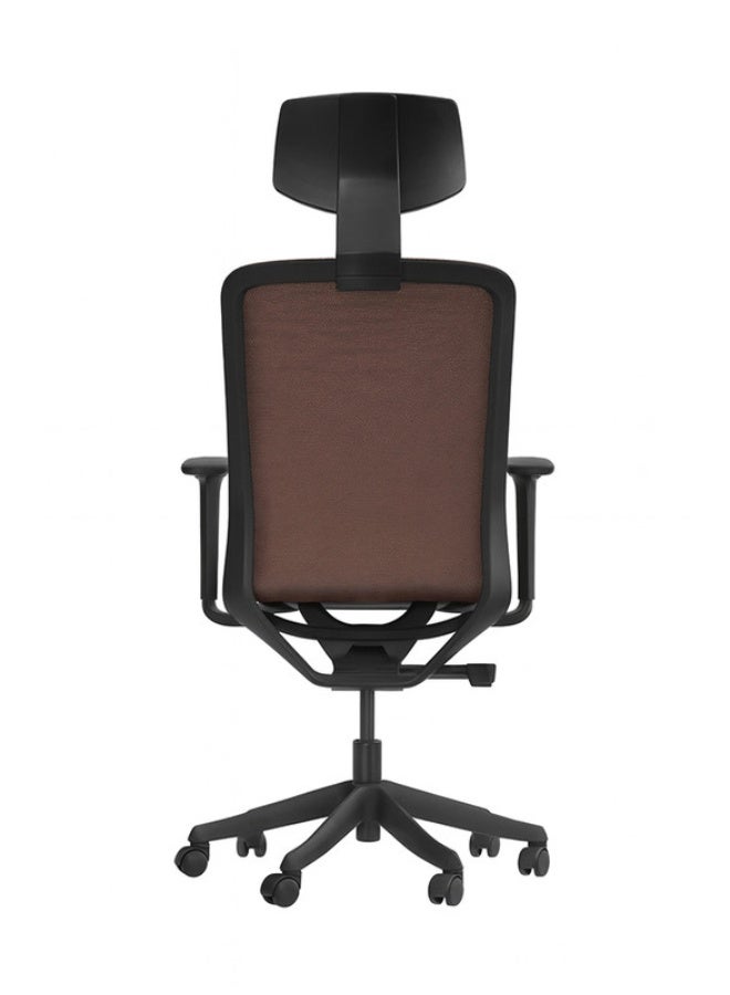 YI ONE Mid Back Office Chair 1378B – Mesh Computer Chair with Ergonomic High Back Design, Swivel Executive Chair with Height Adjustment, Wheels, Headrest & Armrests, Black & Tan, 66.5×48.5×78 cm - Image 3