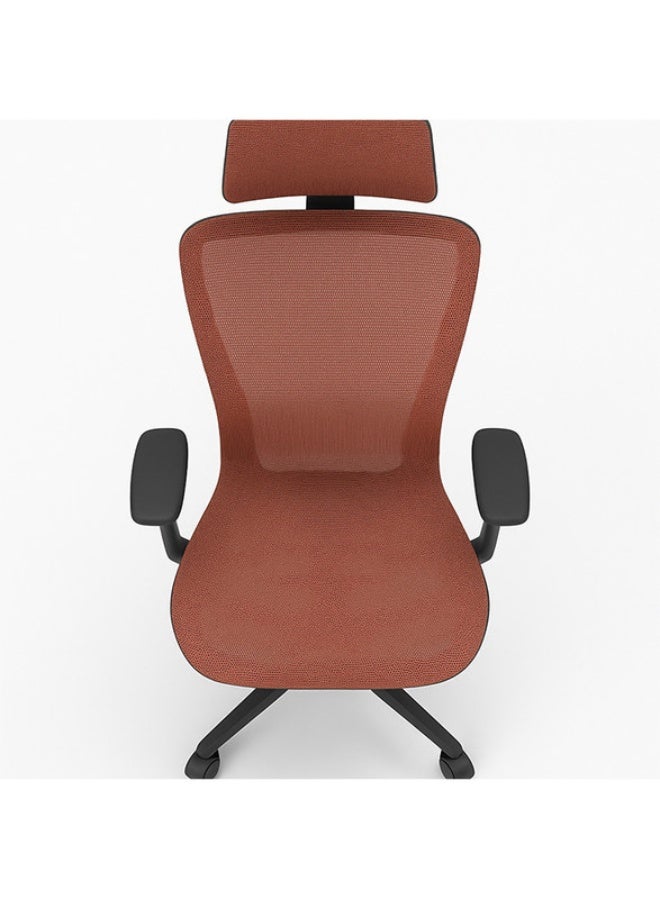 YI ONE Mid Back Office Chair 1378B – Mesh Computer Chair with Ergonomic High Back Design, Swivel Executive Chair with Height Adjustment, Wheels, Headrest & Armrests, Black & Tan, 66.5×48.5×78 cm - Image 5