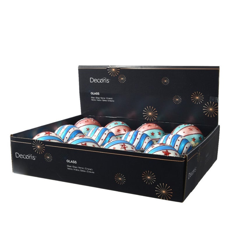 Kaemingk زخرفة كرة عيد الميلاد الزجاجية من كامينغك بتصميم نجمة متلألئة لتزيين الأشجار الداخلية والخارجية - 8 سم، قطعة واحدة متنوعة - Image 2