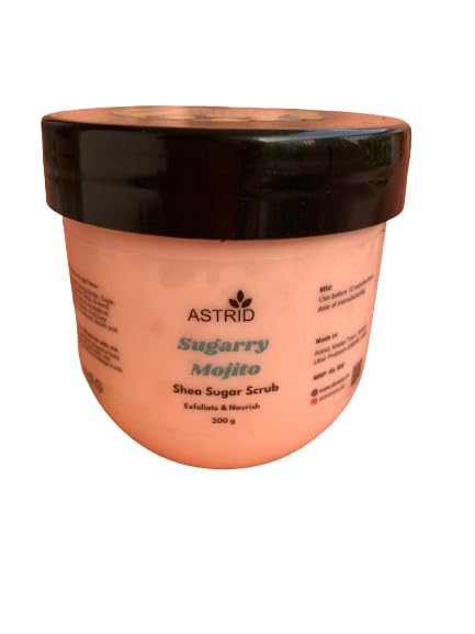 Astrid Sugarry mojito body scrub, Body polish, Exfoliation, Removes dead skin, citrus and peppermint body scrub, 200 gms, body scrub, natural sugar scrub, No Parabens and sulphate, All skin type - Image 1