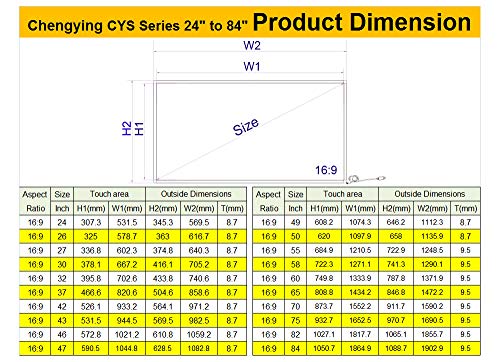 Chengying 43 Inch 10 Points Multi-Touch Infrared Touch Frame - IR Touch Panel - 43 Inches Infrared Touch Overlay - USB Interface - HID Compatible - Image 2