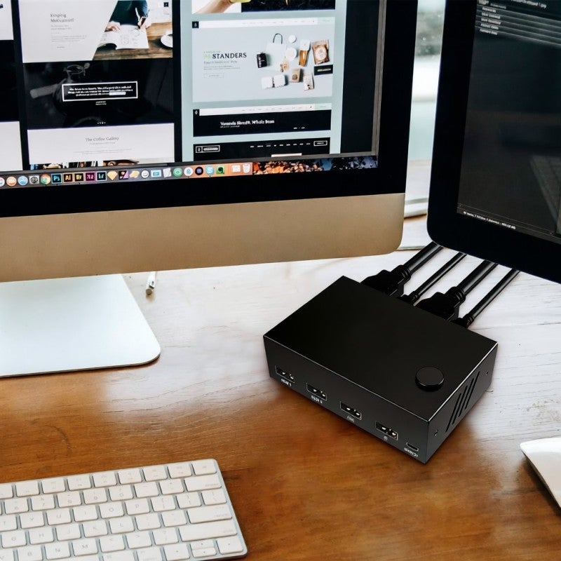KCEVE KVM Switcher Dual Display 3840x2160 Resolution - Mirror Mode Extended Mode HD KVM Switcher with External Wired Button for Multiple Systems - Image 4